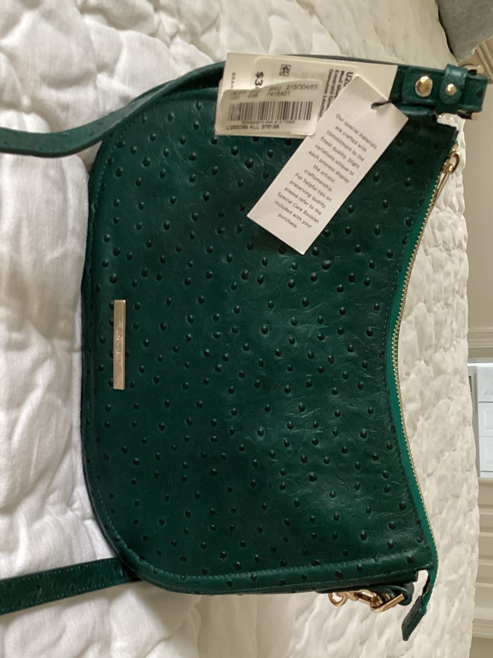Brahmin Emerald Green Crossbody Bag with Gold Hardware